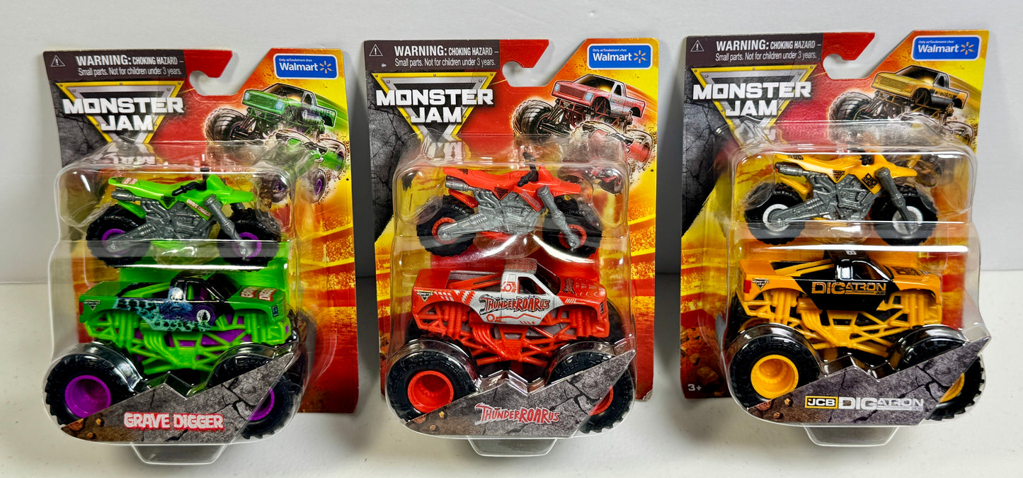 Series 1 Dirt Bike Duos – Grave Digger, ThunderROARus & JCB DIGatron