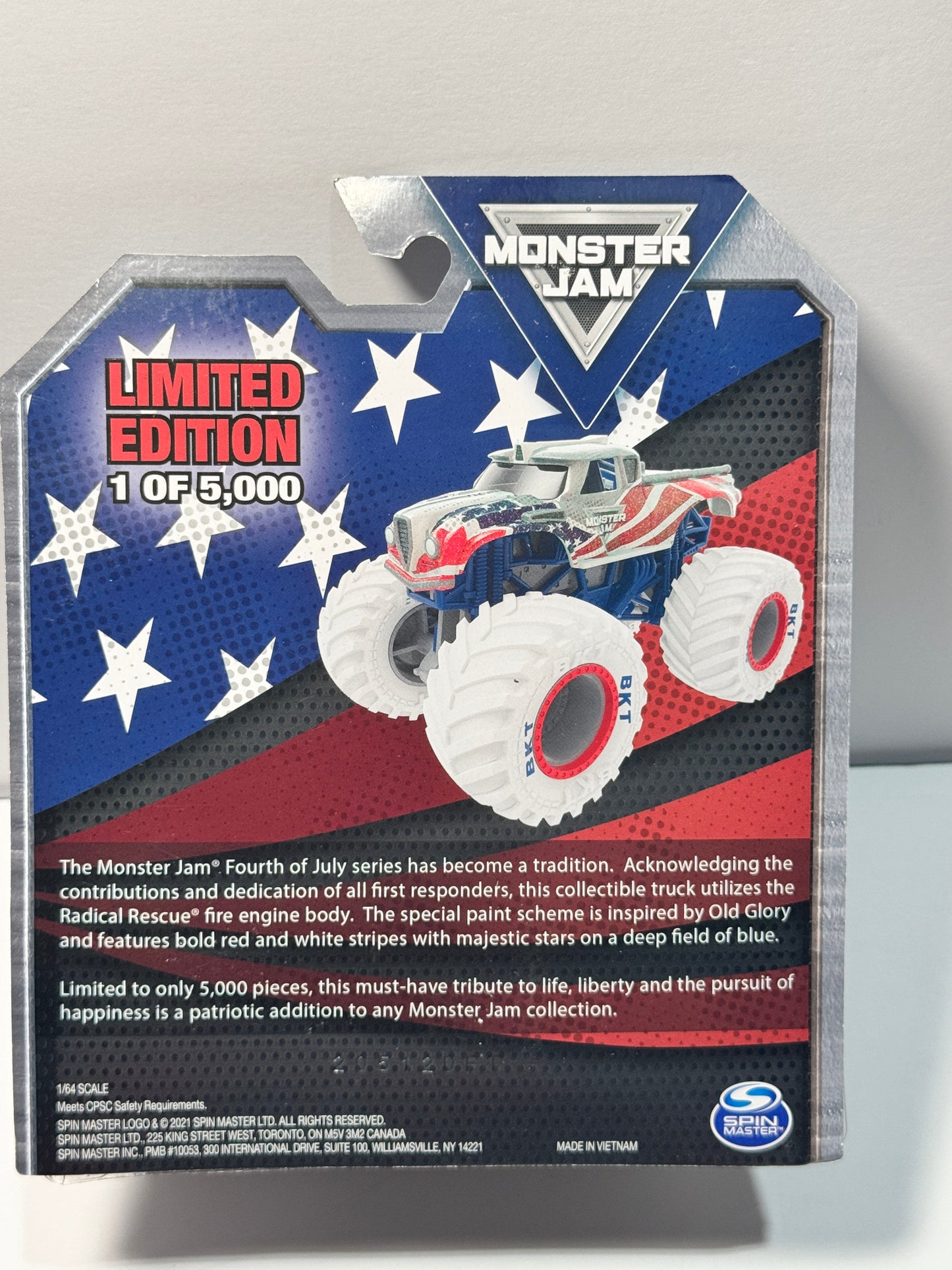 2022 Monster Jam Monster Truck 4th Of July Independence Day Limited Edition 1/5000