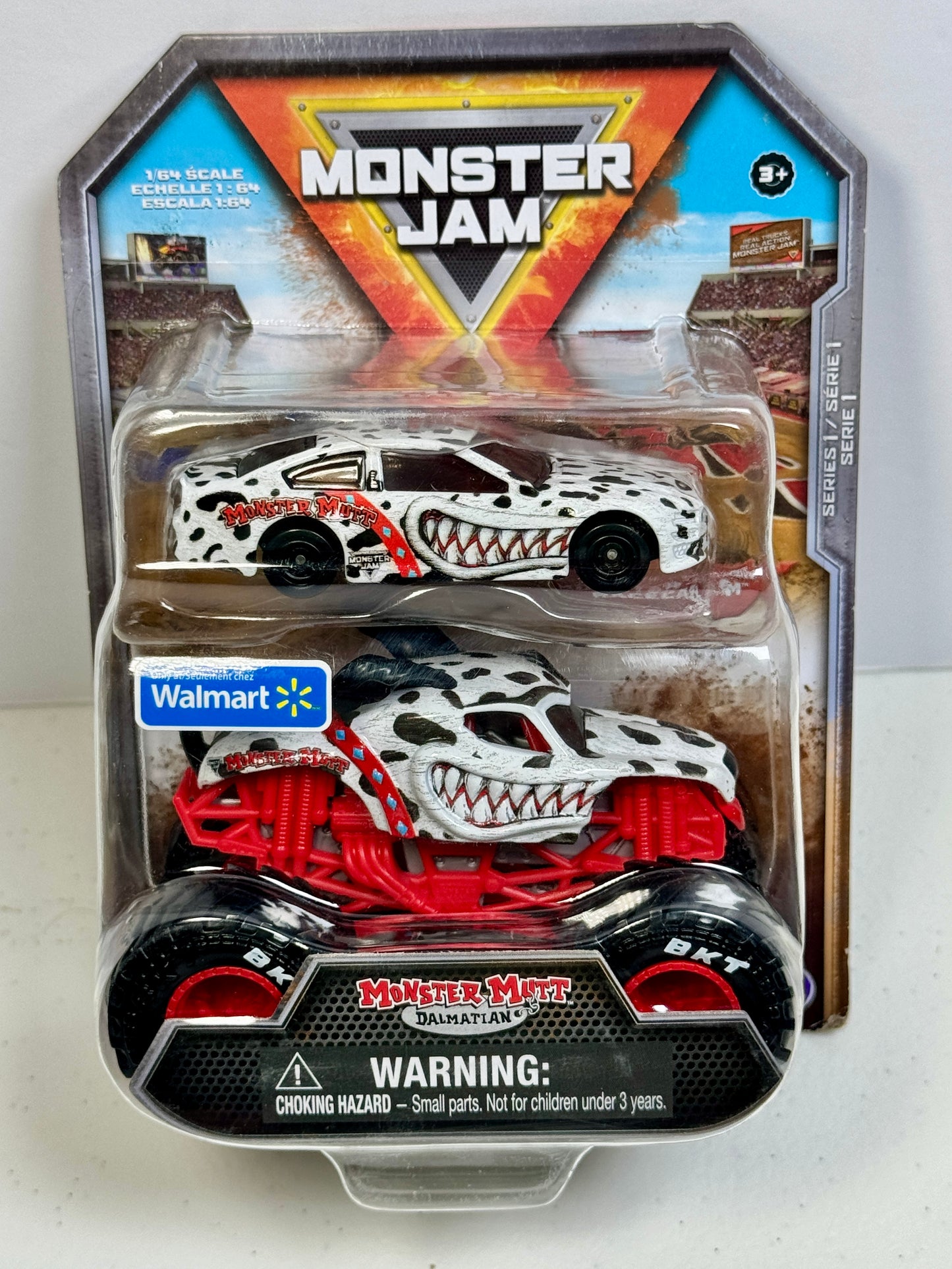 S1 Monster Mutt Dalmatian Race Car Duo Pack
