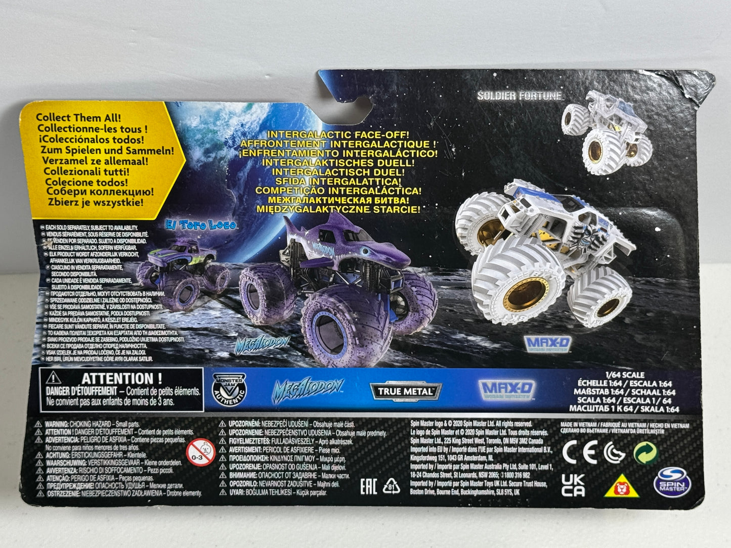 Monster Jam Gears & Galaxies 2-Pack Max-D vs Megalodon