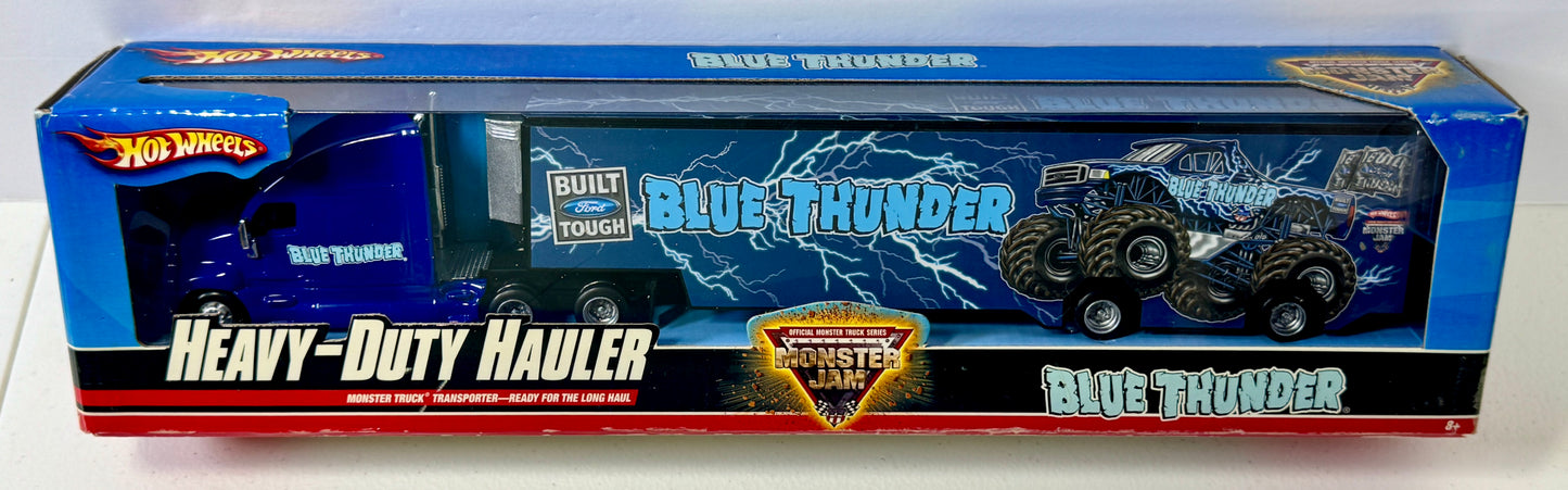Hot Wheels Monster Jam Blue Thunder Transport Hauler