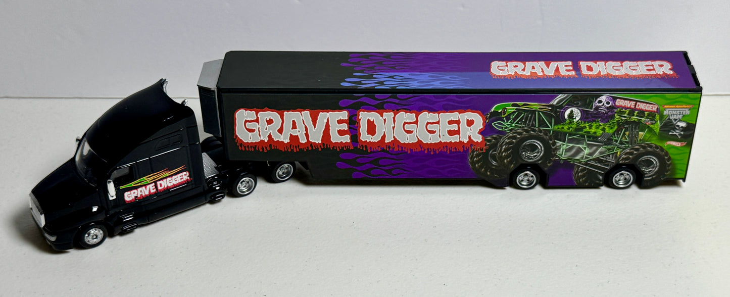 Hot Wheels Monster Jam Grave Digger Transport Hauler V2 Black