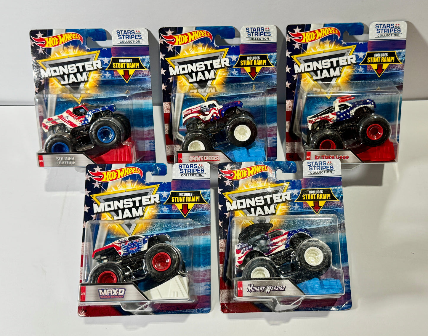 Hot Wheels Monster Trucks Stars & Stripes Set of 5