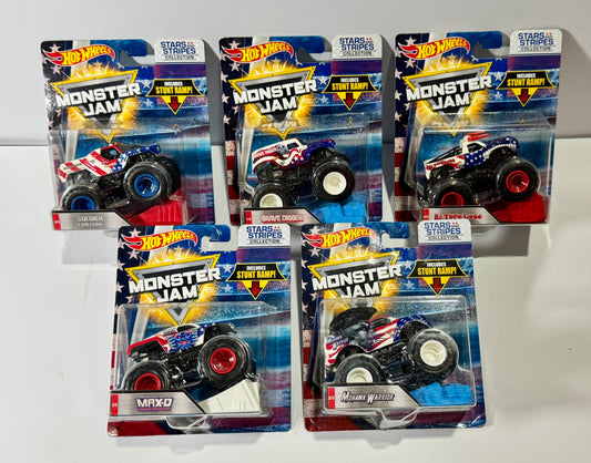 Hot Wheels Monster Trucks Stars & Stripes Set of 5
