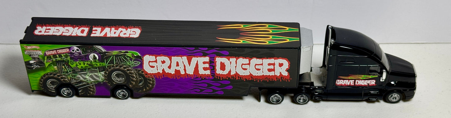 Hot Wheels Monster Jam Grave Digger Transport Hauler V3 Black