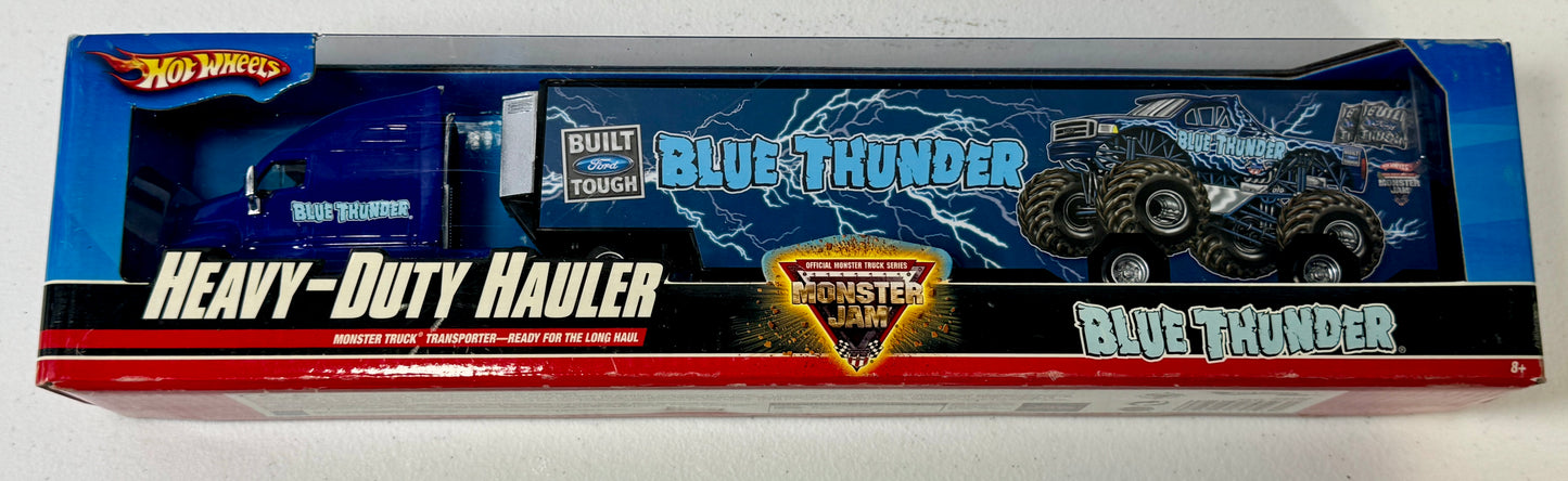 Hot Wheels Monster Jam Blue Thunder Transport Hauler