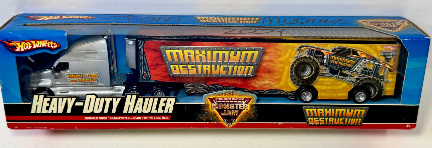 Hot Wheels Monster Jam Max-D Transport Hauler signed by Tom Meentz