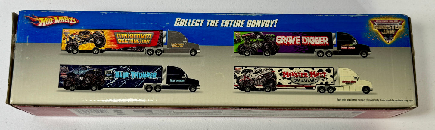 Hot Wheels Monster Jam Blue Thunder Transport Hauler